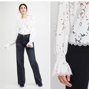 Free People White Lace Top